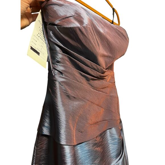 BILL LEVKOFF Iridescent Strapless Ruched Taffeta Dress | Sz 8, Blue NWT - Picture 13 of 16